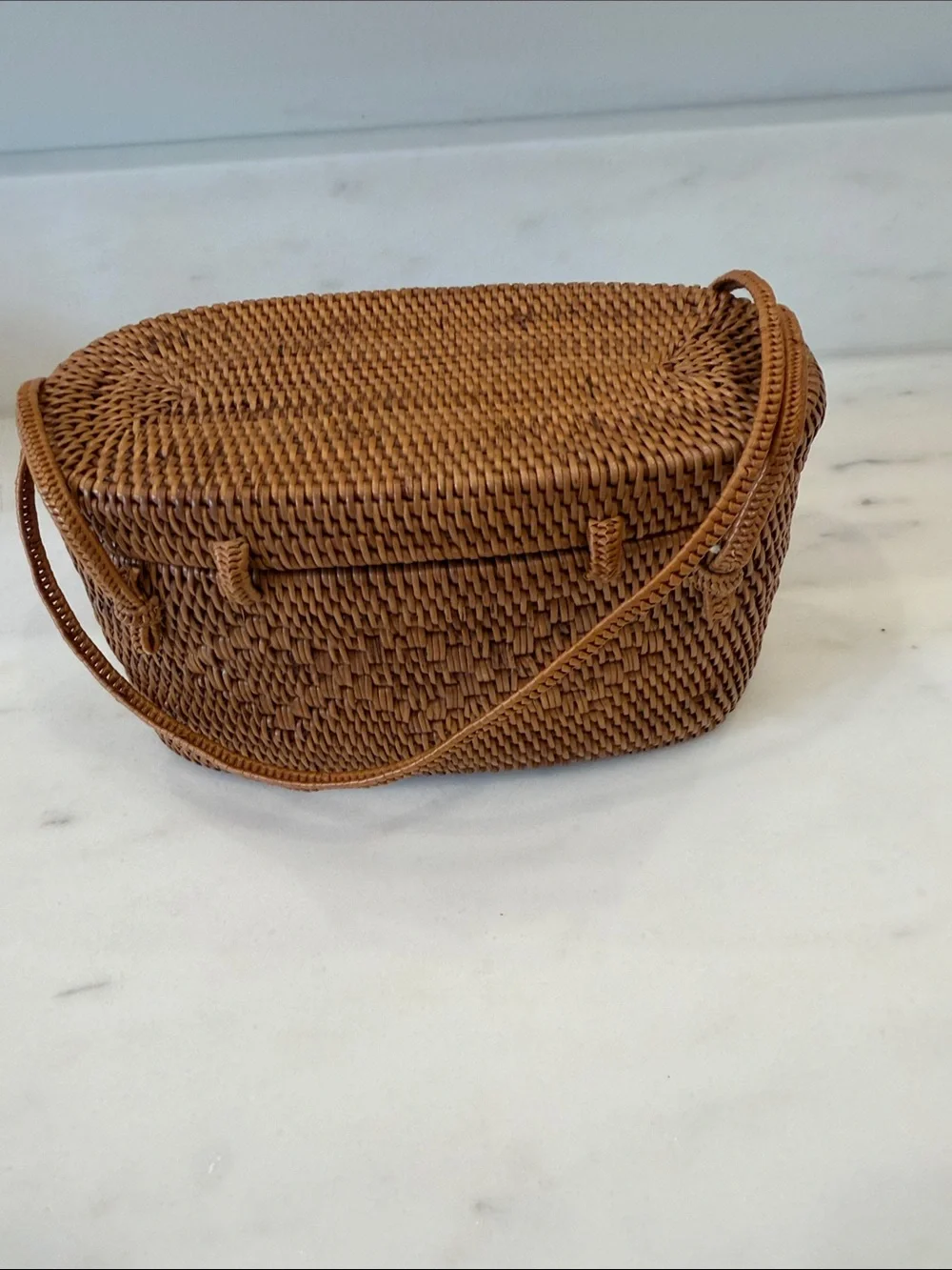 Helen Kaminski Tan Woven Oval Crossbody